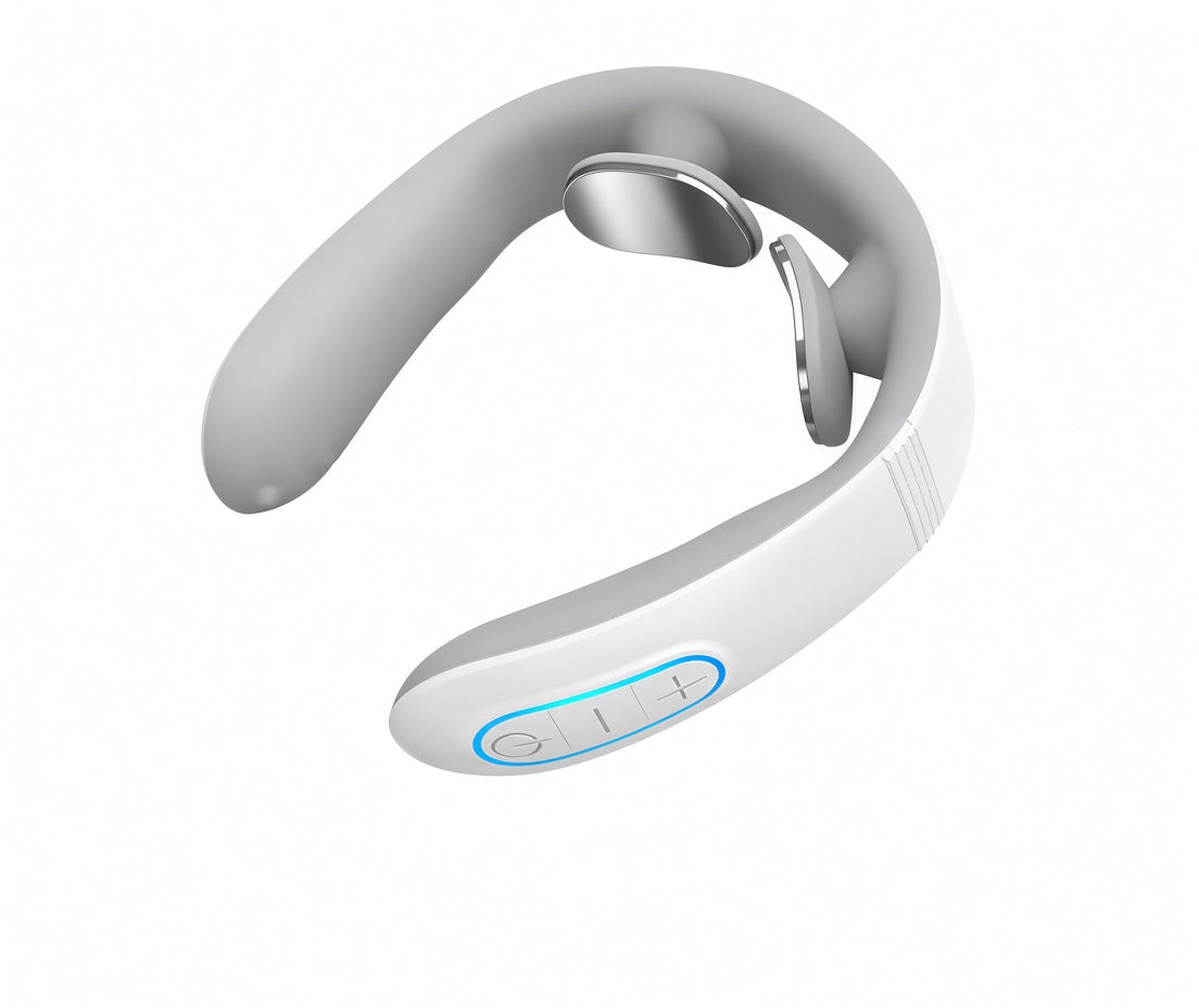 Smart TENS Neck Massager with 2 Metal Electrodes – Portable Cervical Relief with Heat